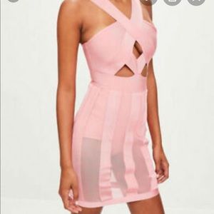 Pink bodycon bandage dress